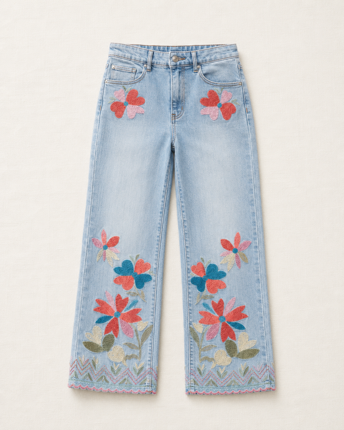 Floral wide leg flatlay